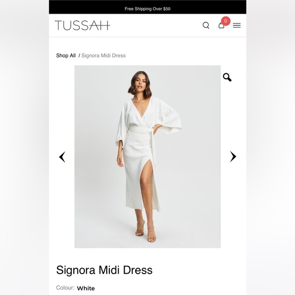 White, Crepe Dress US 8-10, AS 14 Signora MIDI Dress- Tussah - Picture 1 of 5
